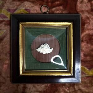 Antique 19th Century Curved Glass Shadow Box Frame with Velvet Mat Victorian